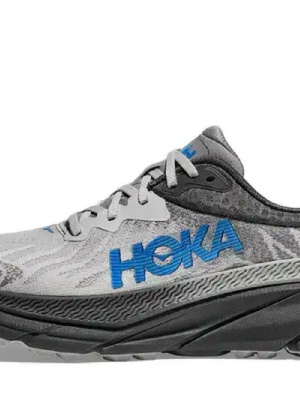 Hoka Men's Light Gray and Blue Athletic Running Shoe